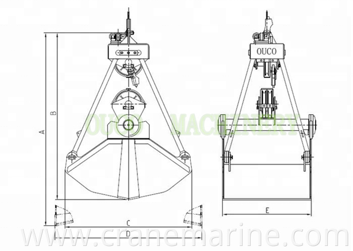 25T Two Rope Clamshell Grab with Mechanical grab For Bulk cargo